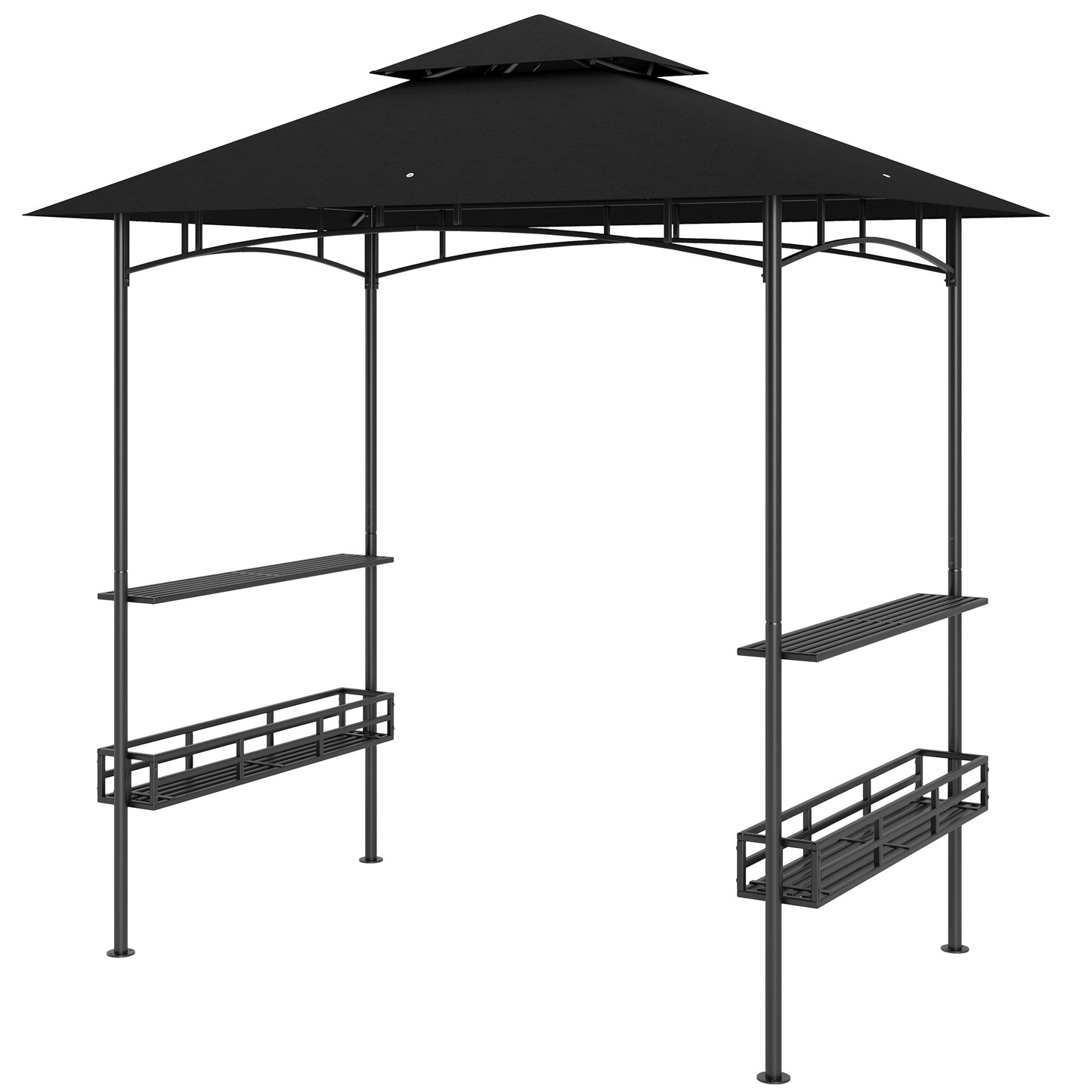 Gazebo BBQ double toit avec tablettes et crochets