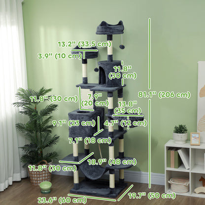 Arbre à chat multiniveau 81 po avec griffoirs
