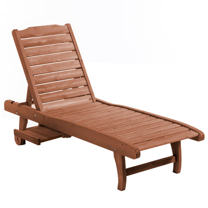 Chaise longue en bois de sapin avec plateau coulissant