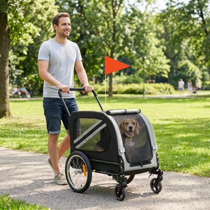 Remorque de velo pour chien 2 en 1