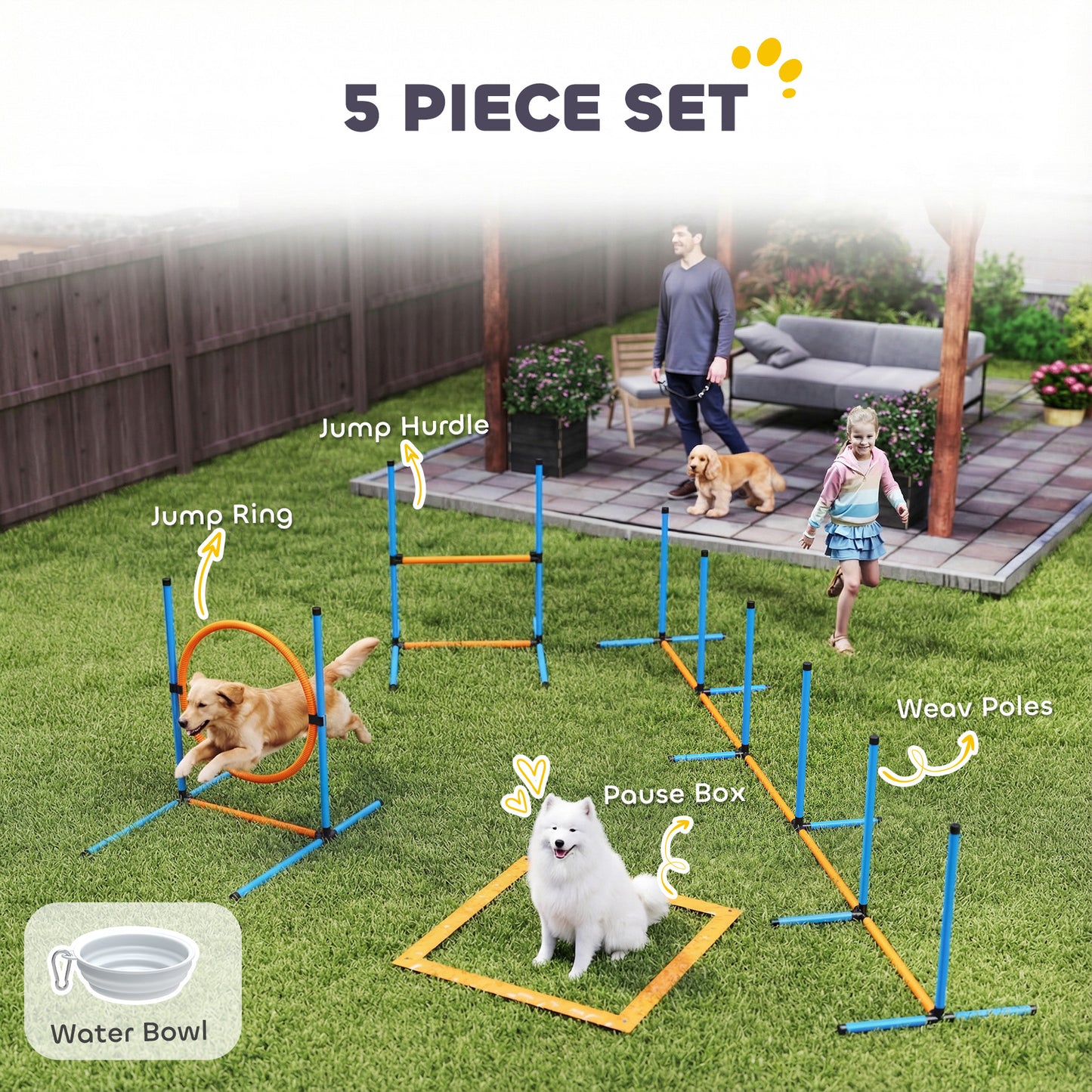 Ensemble d'agilité canine 8-en-1 ajustable