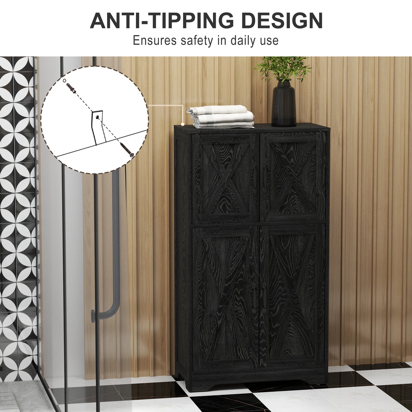 Armoire de cuisine style fermette avec portes de grange