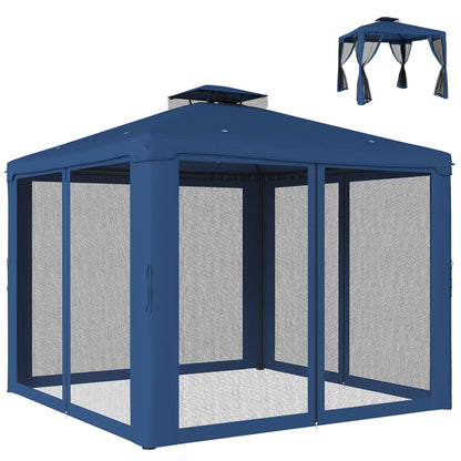 Gazebo patio toit double moustiquaire 2,9m x 2,9m