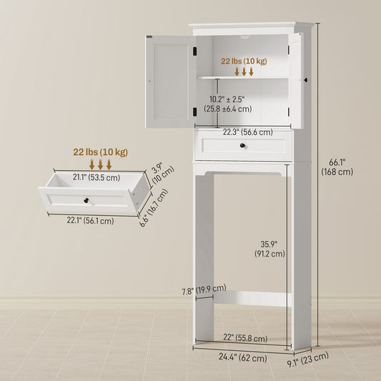 Meuble rangement au-dessus toilette tiroir et armoire