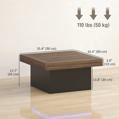 Table à café carrée avec éclairage LED 16 couleurs