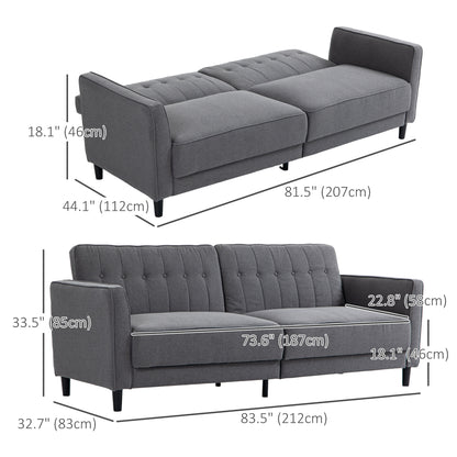 Sofa-lit convertible capitonné à dossier ajustable