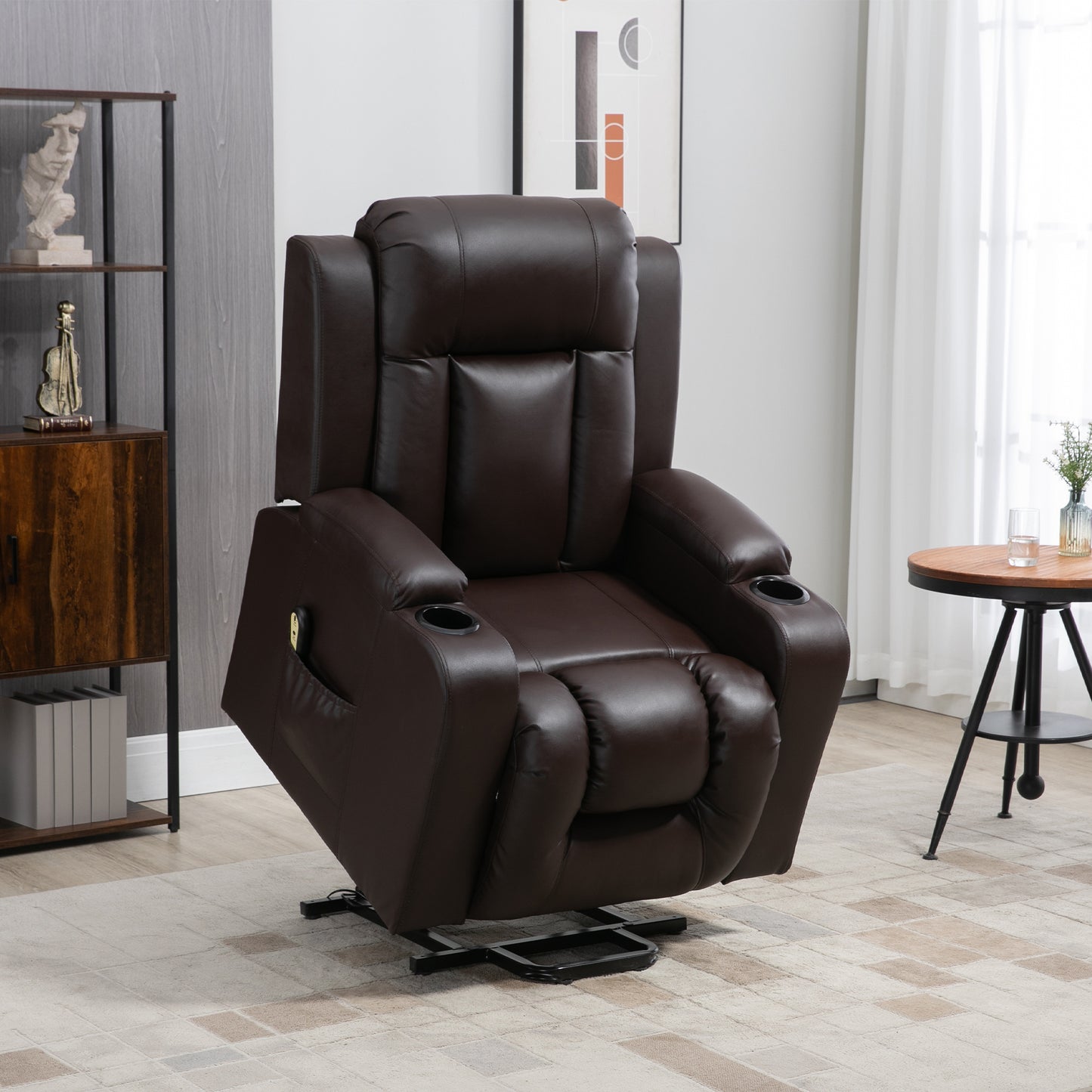 Fauteuil releveur électrique inclinable en cuir synthétique