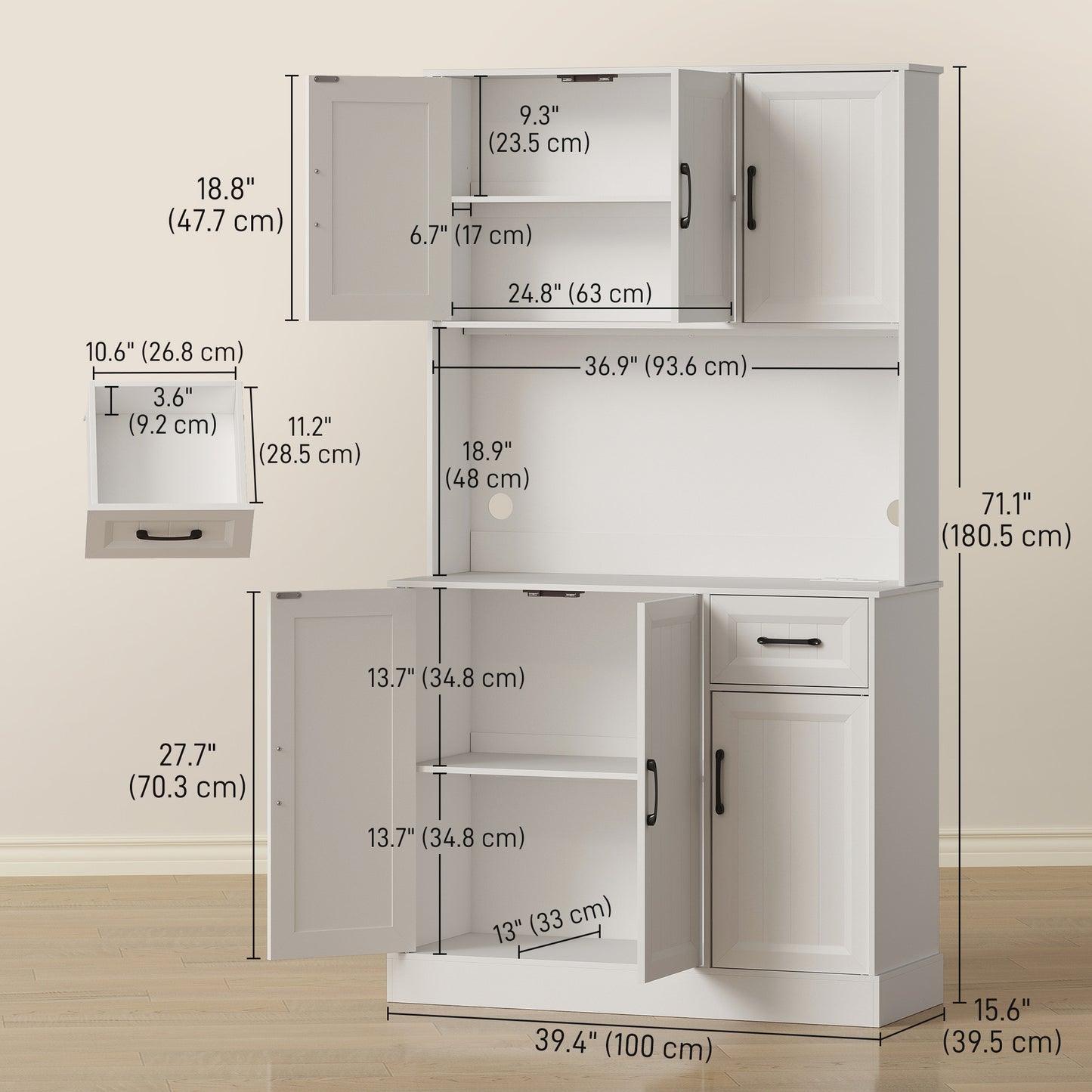 Armoire de cuisine avec station de recharge 180 cm