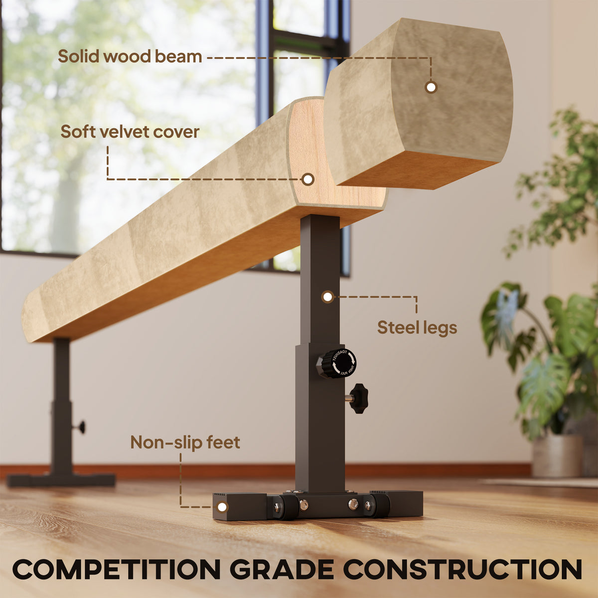 Poutre de gymnastique réglable 226 cm avec roulettes