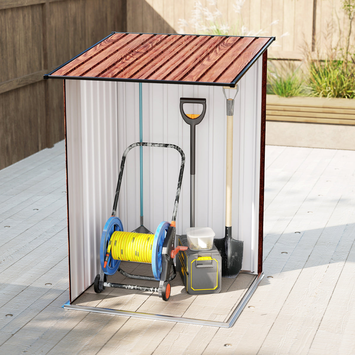 Remise de jardin en acier galvanisé avec porte verrouillable