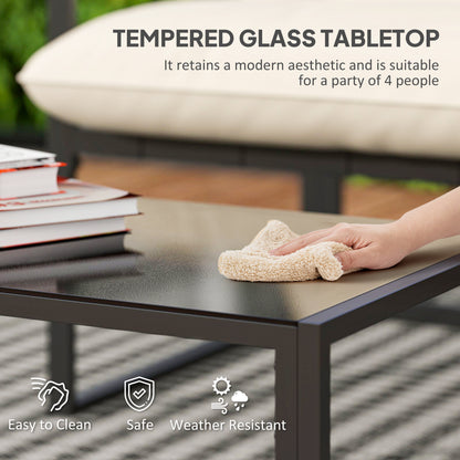 Ensemble patio conversation 4 pièces avec table verre trempé