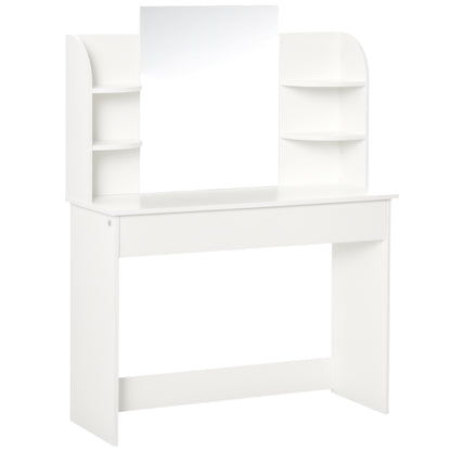 Table de maquillage avec miroir et étagères