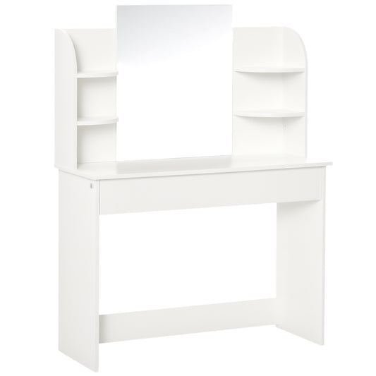 Table de Maquillage Aosom avec Étagères et Tiroir - Coiffeuse Chambre