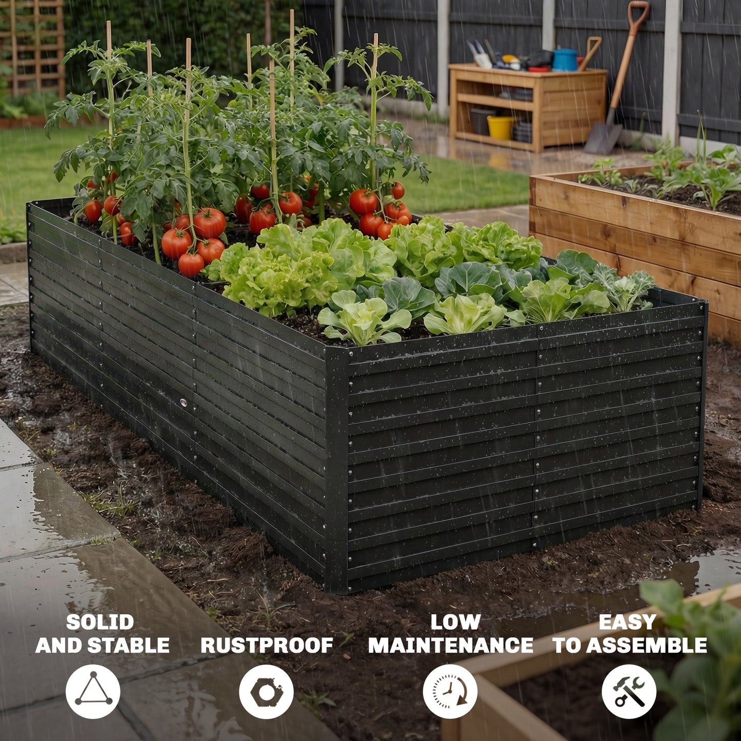 Bac de jardinage surélevé galvanisé extra profond 240x120x60cm