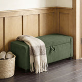 Banc de rangement capitonné en velours côtelé