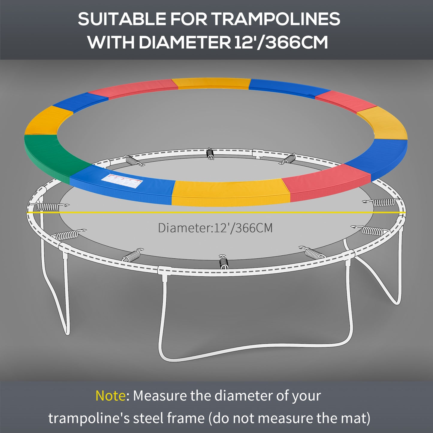 Coussin de sécurité trampoline 12 pieds résistant UV