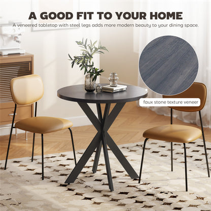 Table à manger ronde contemporaine 74 cm pieds croisés