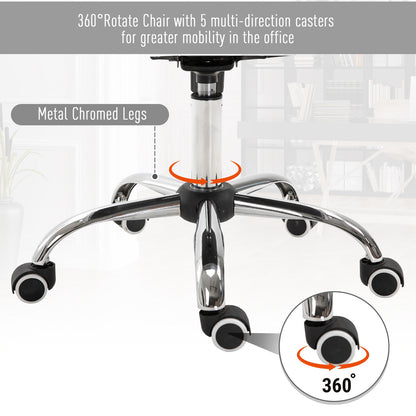 Chaise de bureau capitonnée cuir synthétique cristaux décoratifs