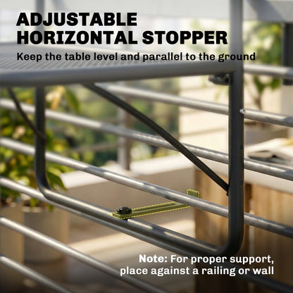Table de balcon suspendue ajustable pour rambarde