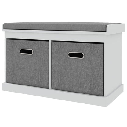 Banc de rangement pour chaussures avec coussin et tiroirs