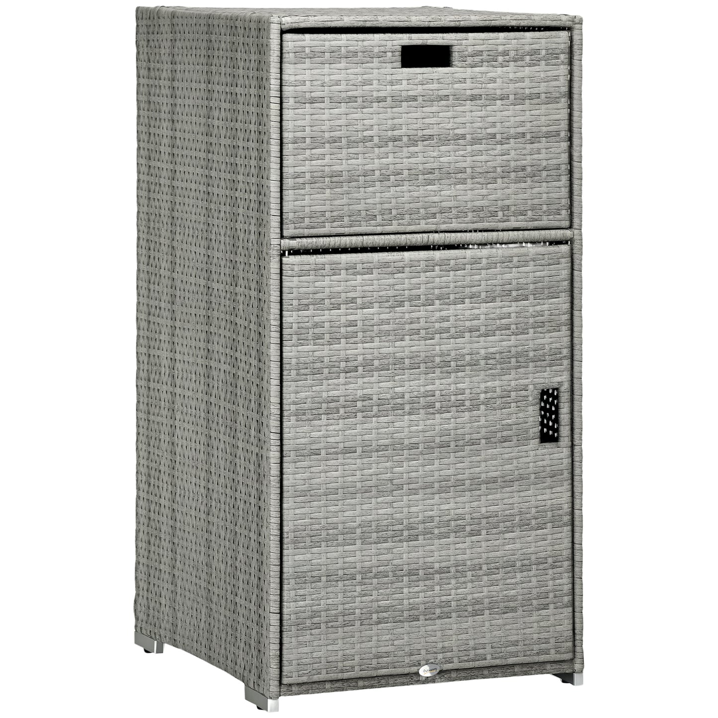Armoire rangement patio rotin avec tiroir porte-serviettes