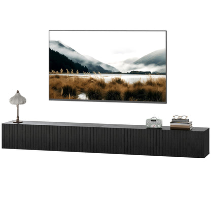 Meuble TV mural flottant avec portes cannelées 180 cm