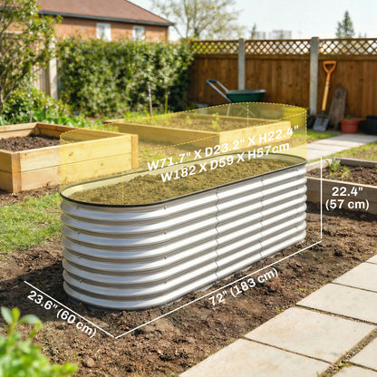 Bacs de jardinage surélevés galvanisés modulaires 182 x 71 cm