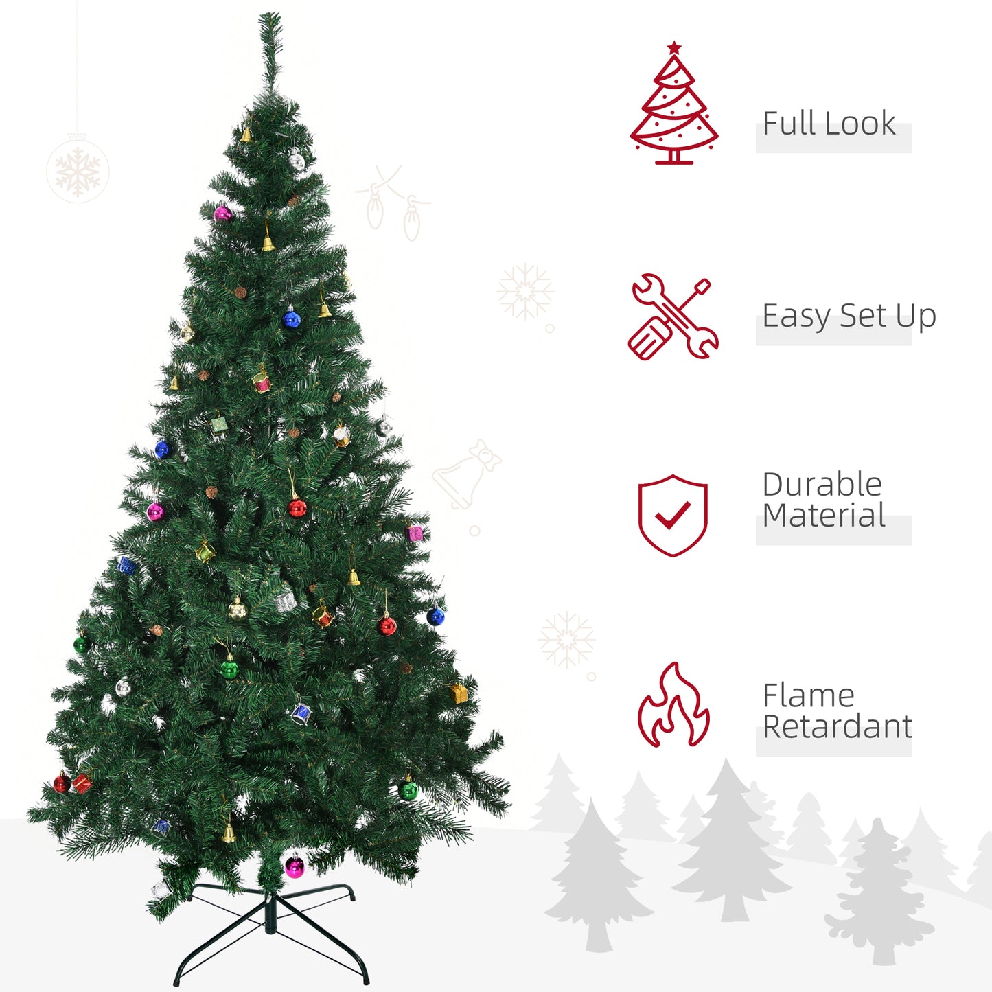 Sapin de Noël artificiel 210 cm avec ornements