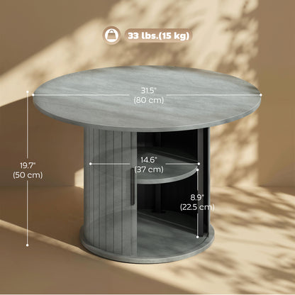 Table basse ronde rangement caché 80 cm