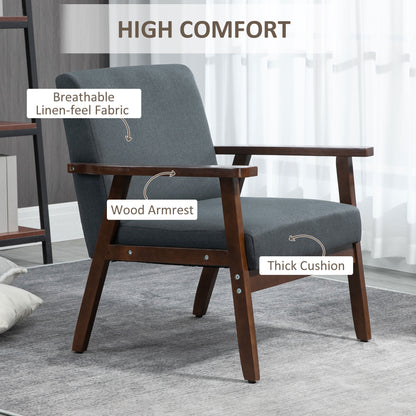 Fauteuil d'accent rembourré avec accoudoirs en bois