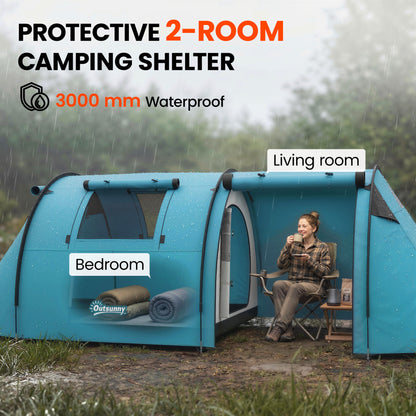Tente de camping 2 pièces 3-4 personnes imperméable