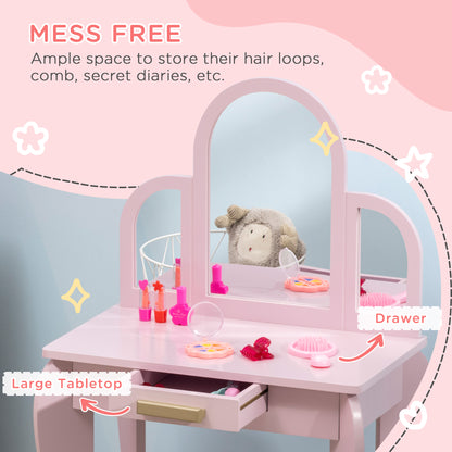 Coiffeuse enfant avec tabouret et miroirs
