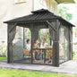 Gazébo Outsunny 3x3m Toit Dur Acier Galvanisé Cadre Aluminium Gris Foncé