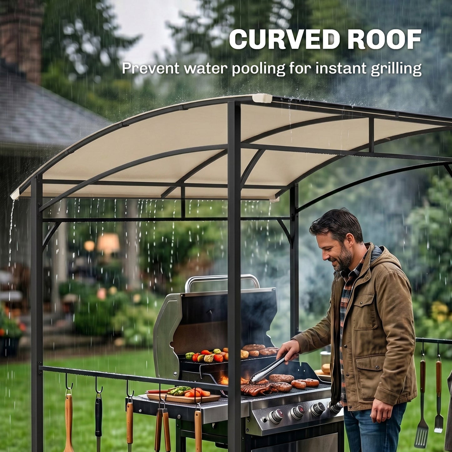 Gazebo BBQ courbé 7' x 5'