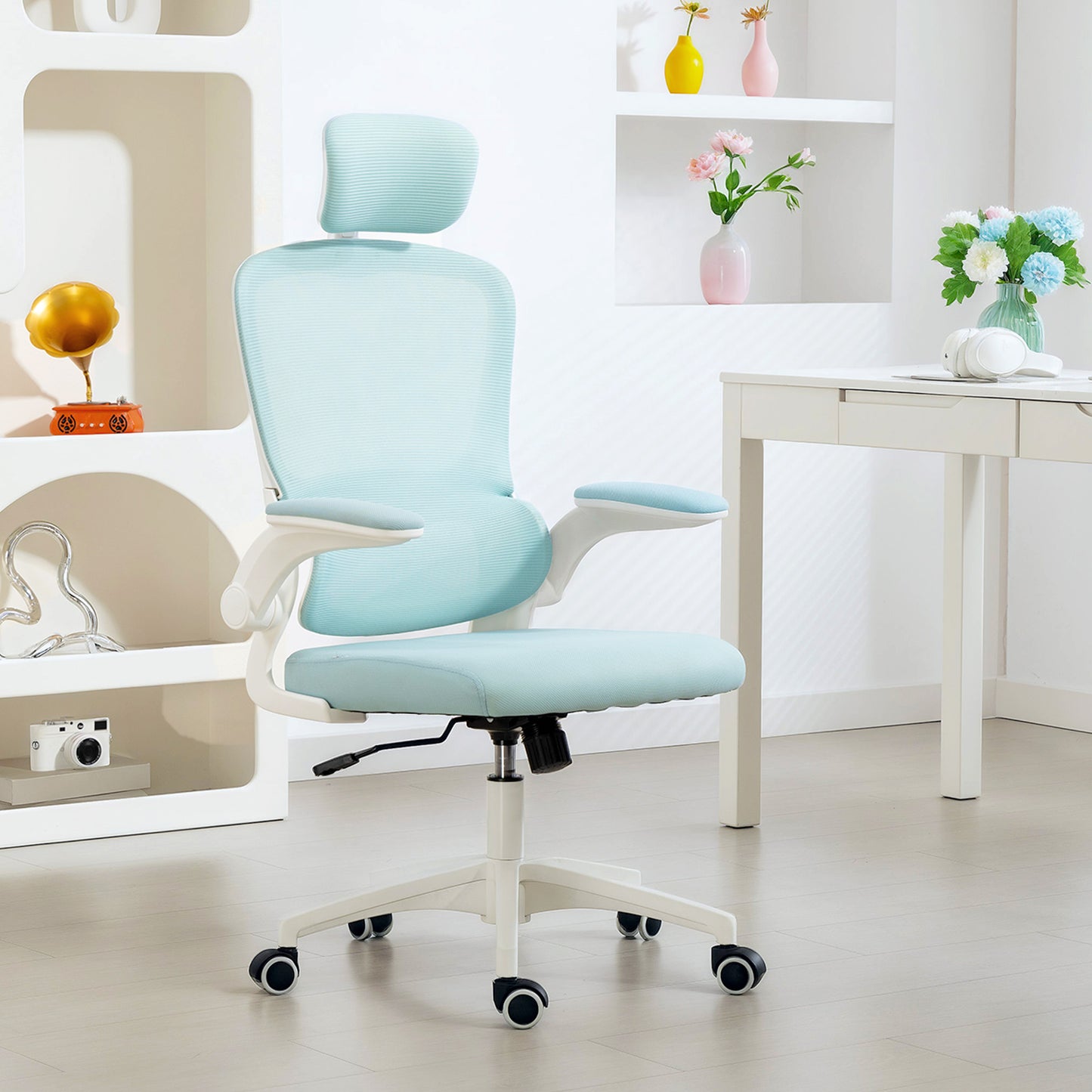 Chaise bureau ergonomique dossier haut appui-tête rotatif