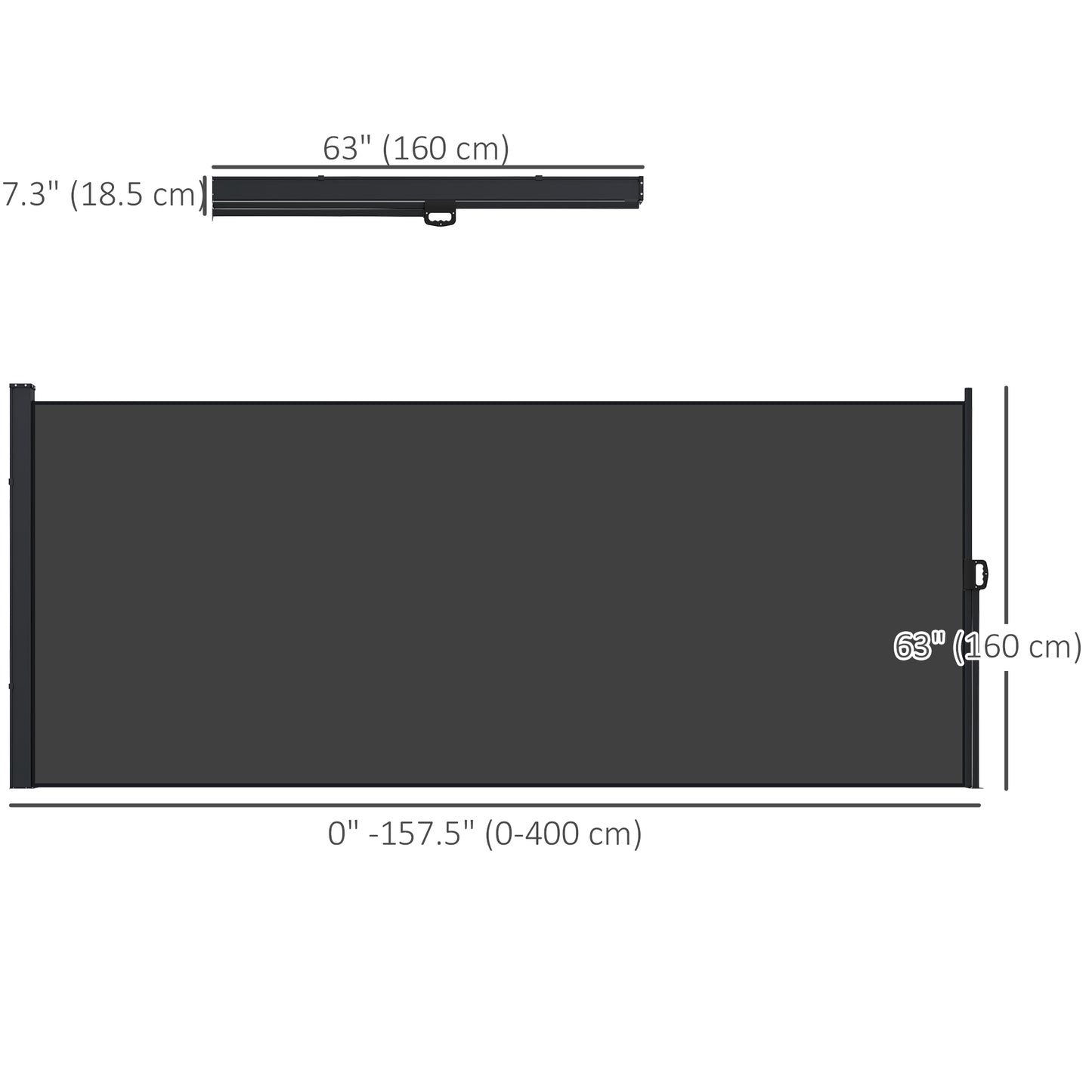 Auvent rétractable latéral 4m x 1,8m pour terrasse