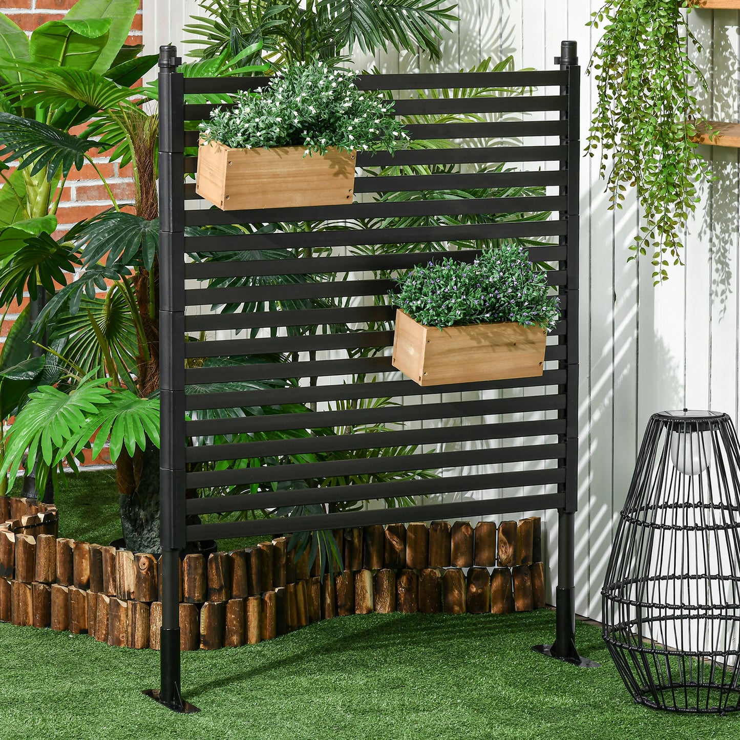 Outsunny 150cm Metal Garden Fence - Brown Outdoor Barrier