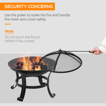 Foyer extérieur rond en acier avec couvercle grillagé