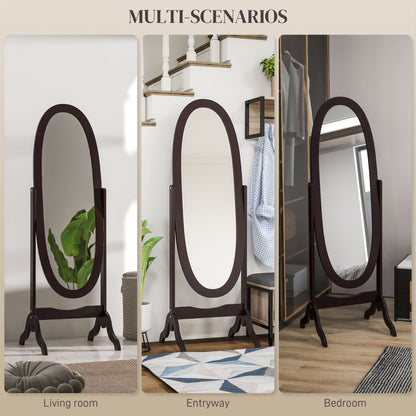 Miroir sur pied ovale pleine longueur à angle réglable