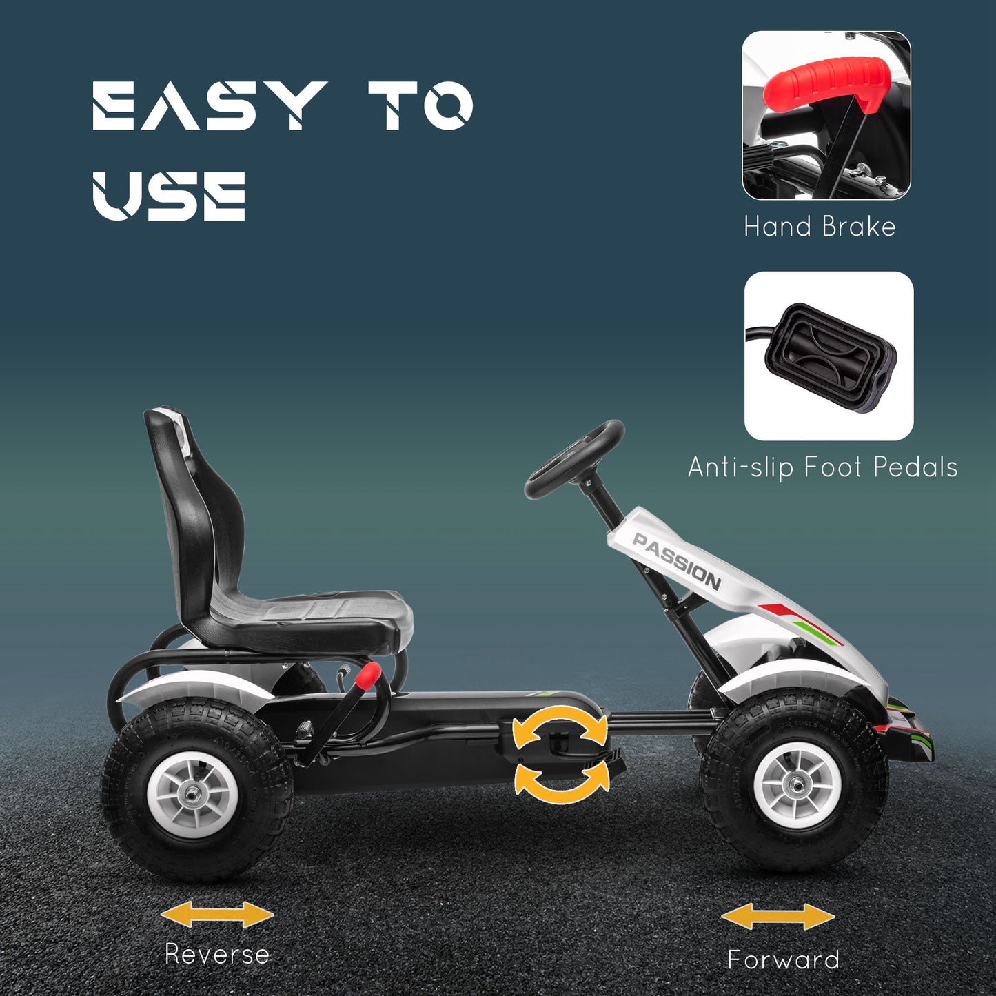 Kart à pédales pour enfants avec freins