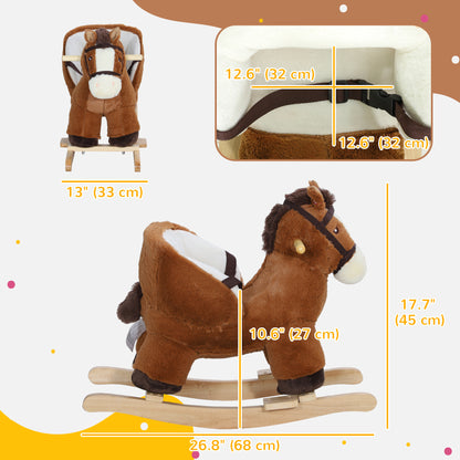 Cheval à bascule pour bébé en peluche avec son