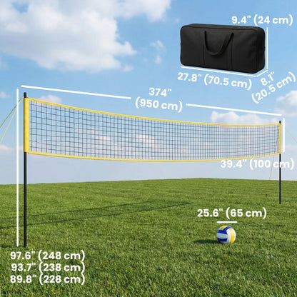 Ensemble filet de volleyball portatif avec poteaux réglables