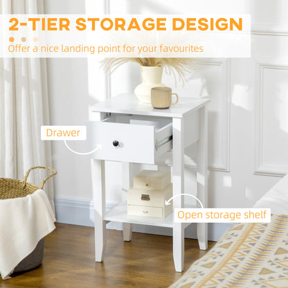 Tables de chevet 2 tiroirs et tablette inférieure — ensemble de 2