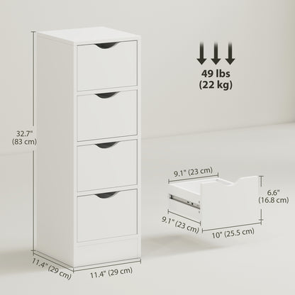 Meuble de salle de bain étroit à 4 tiroirs
