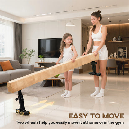 Poutre de gymnastique réglable 226 cm avec roulettes