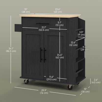 Îlot de cuisine mobile avec prises électriques et rangement