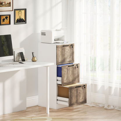 Classeur 3 tiroirs style champêtre avec serrure