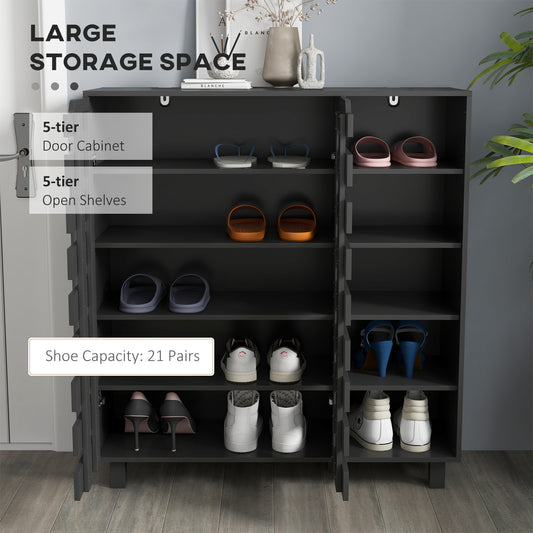 Armoire à chaussures 5 niveaux avec étagères latérales