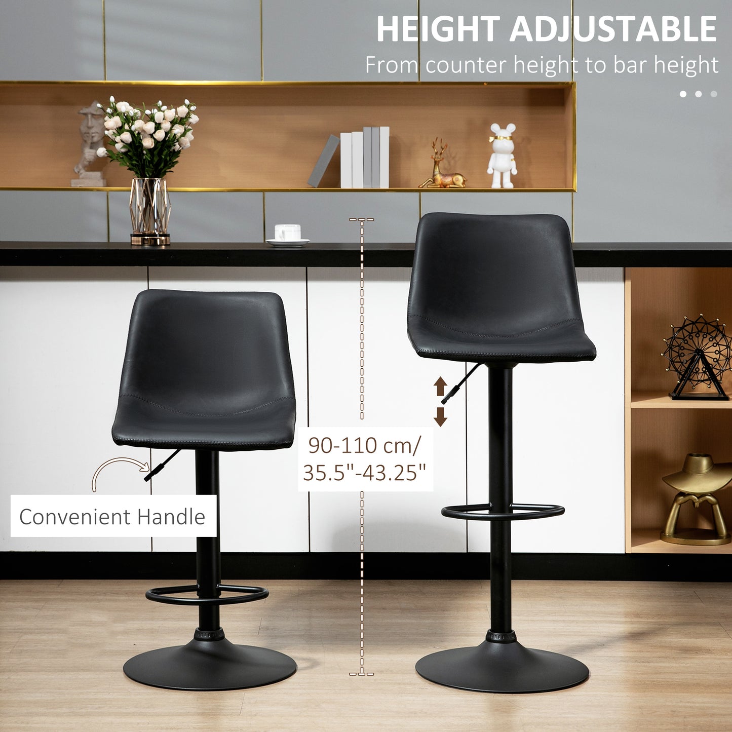Tabourets de bar ajustables pivotants ensemble de 2