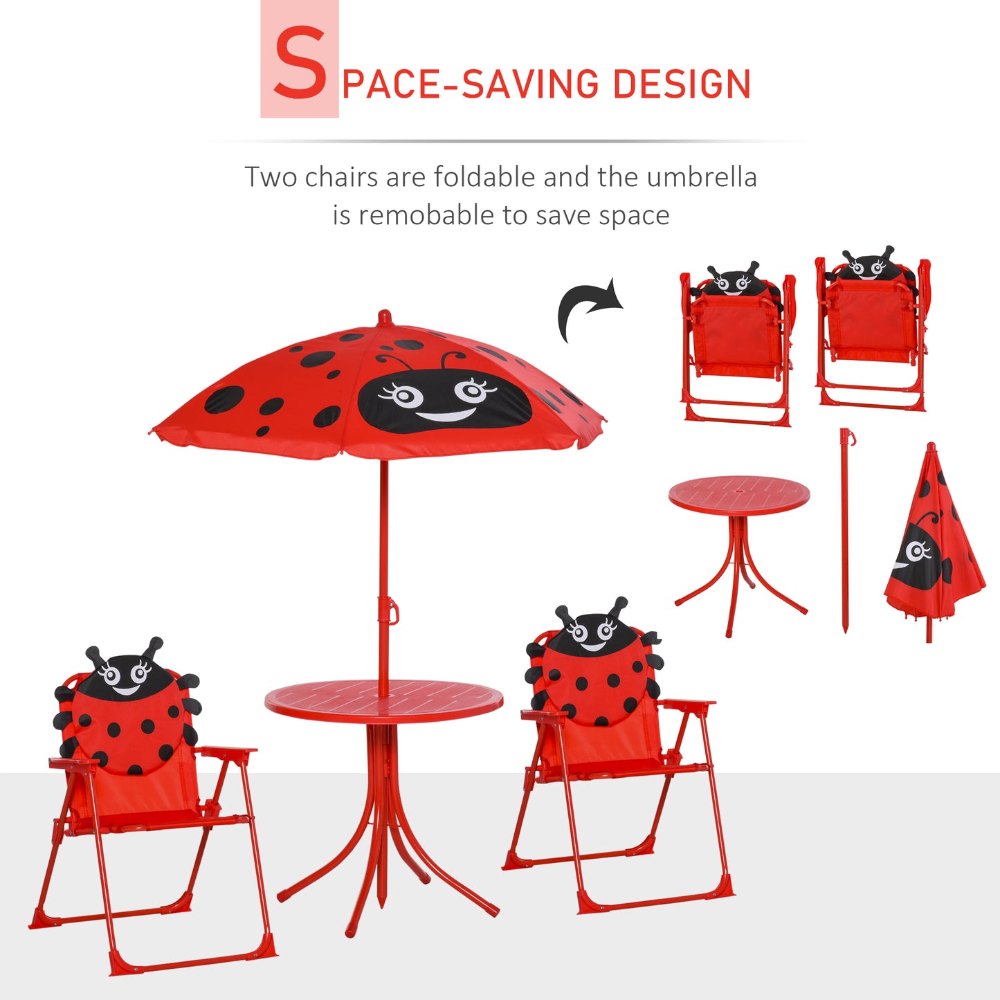 Ensemble table et chaises enfant avec parasol — Coccinelle